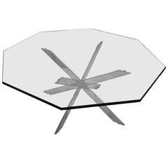 Iconic Double X-Base Chrome and Glass Cocktail Table by Leon Rosen for Pace 8