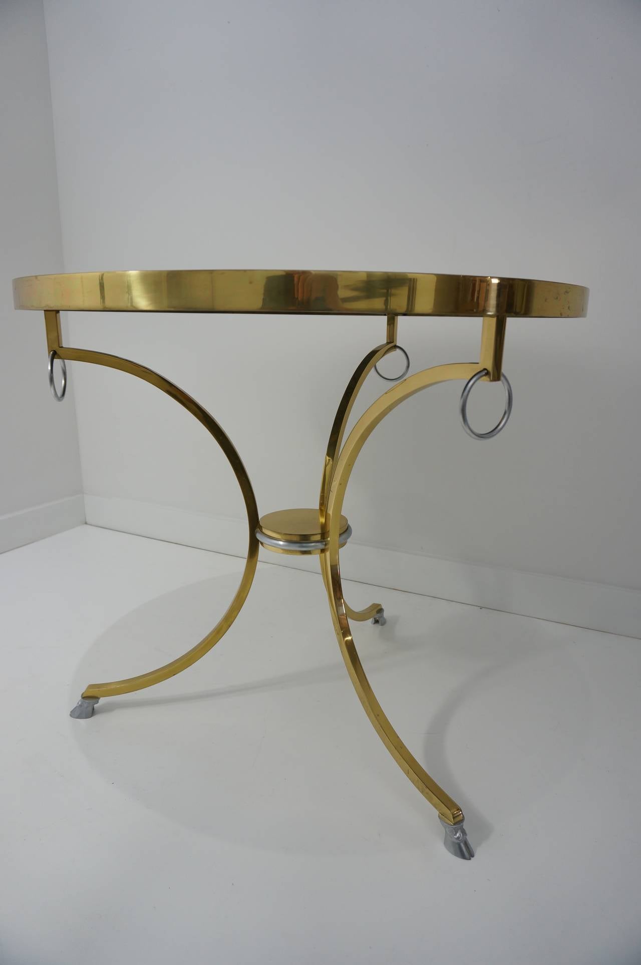 Vintage Italian Brass Gueridon Table with Verdi-Green Marble Top 2
