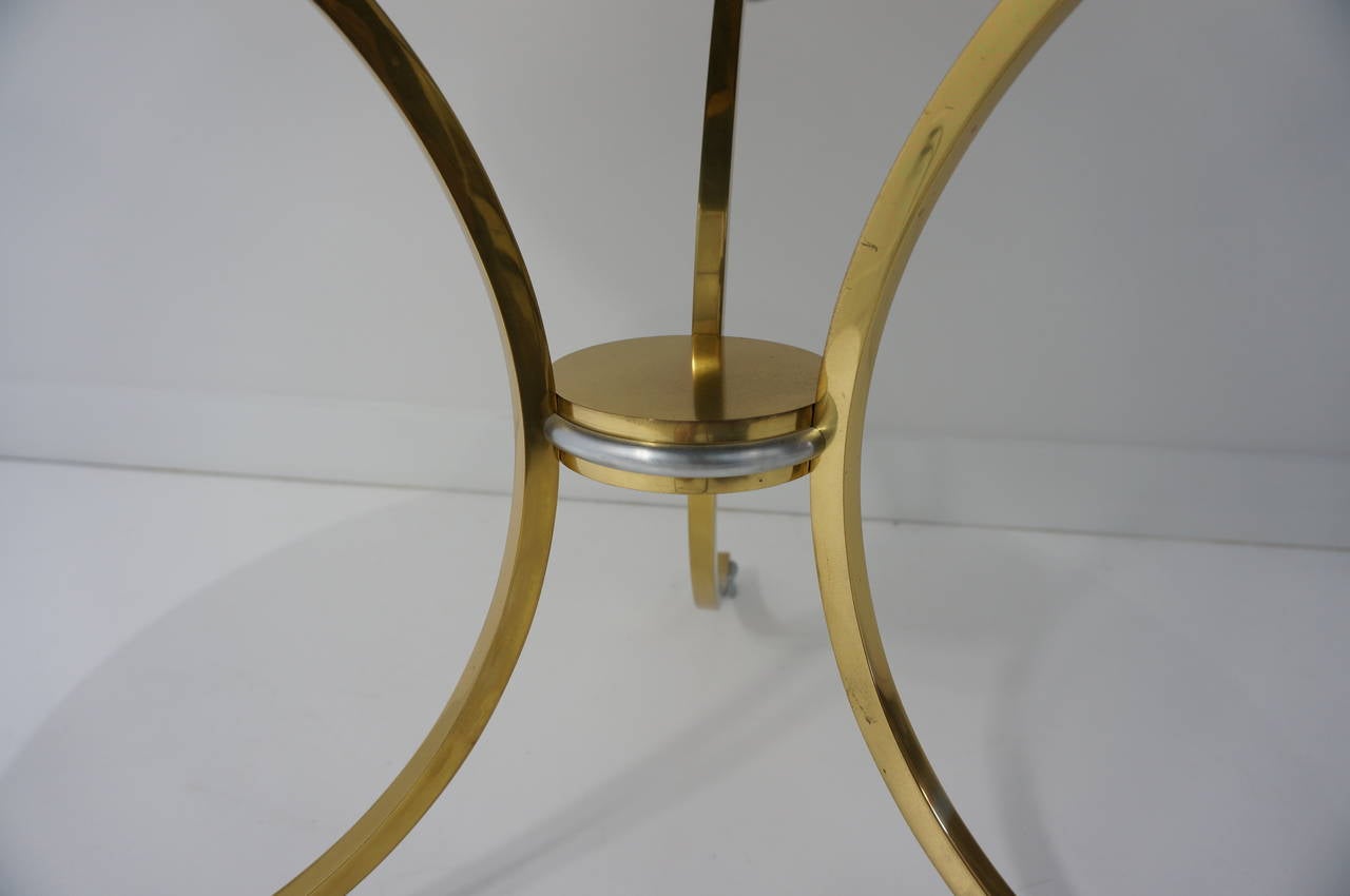 Vintage Italian Brass Gueridon Table with Verdi-Green Marble Top 3