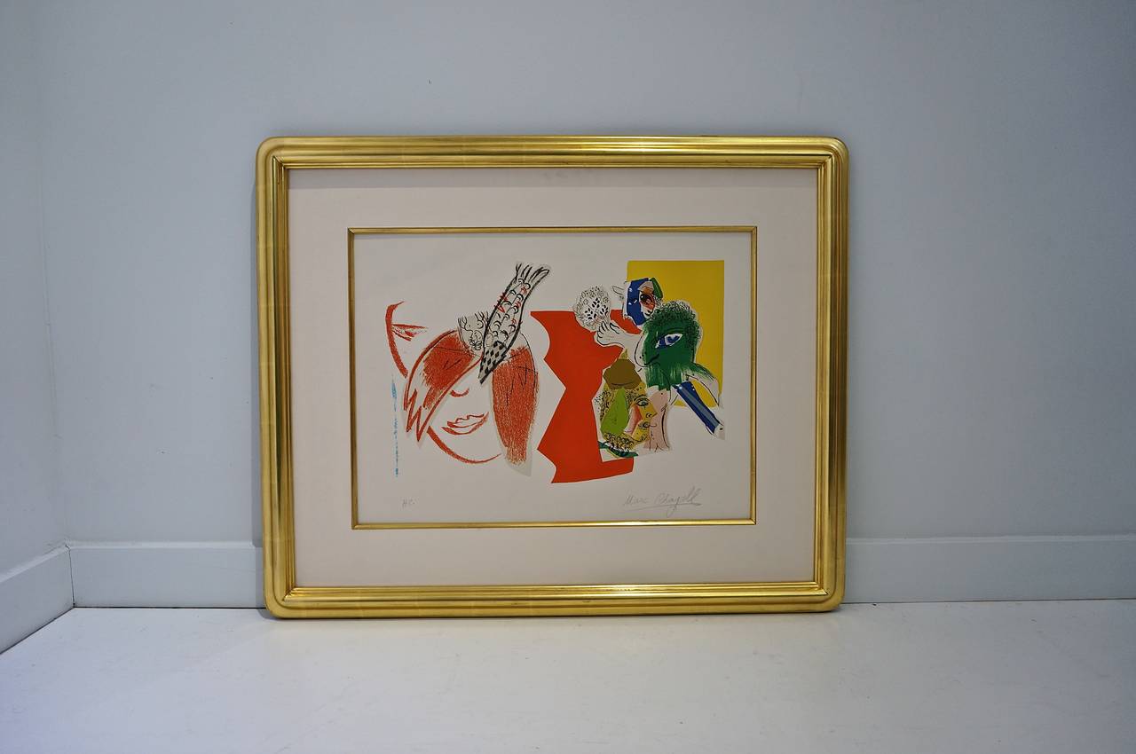 This beautiful lithograph by the Iconic artist Marc Chagall.  The art critic Robert Hughes referred to Chagall as 