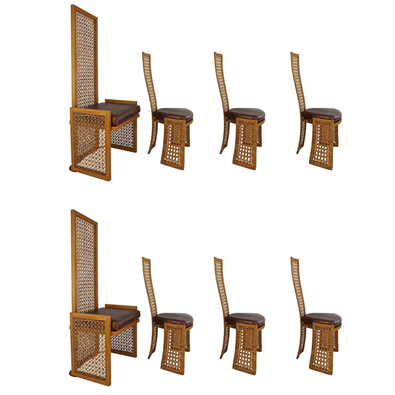 Set of Eight Dining Chairs with French-Caning, Casa Bella, Danny Ho-Fong Style