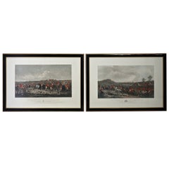 Antique Pair of 19th Century Engravings of English Fox Hunting Scenes