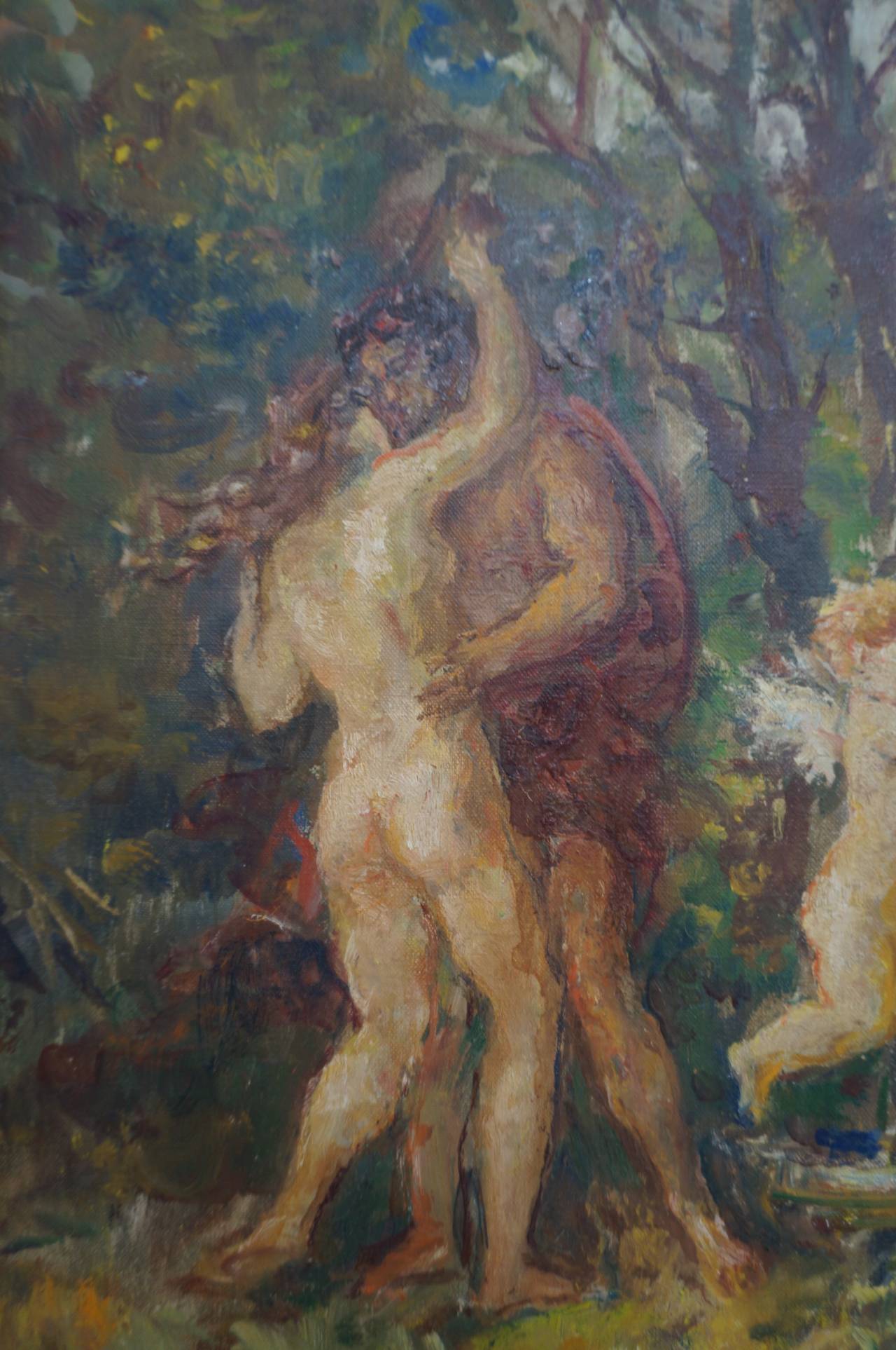 Néoclassique « Le jardin » huile sur toile :  Herman Lipot 20ème siècle en vente