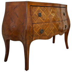Vintage Italian Louis XV Style Marquetry Bombe Commode:  1960s