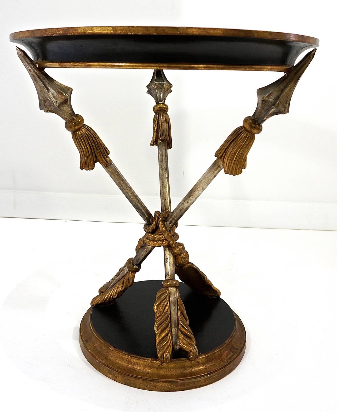 19th Century Style Italian Occasional Table with Crossed-Arrow Motif In Excellent Condition In West Palm Beach, FL
