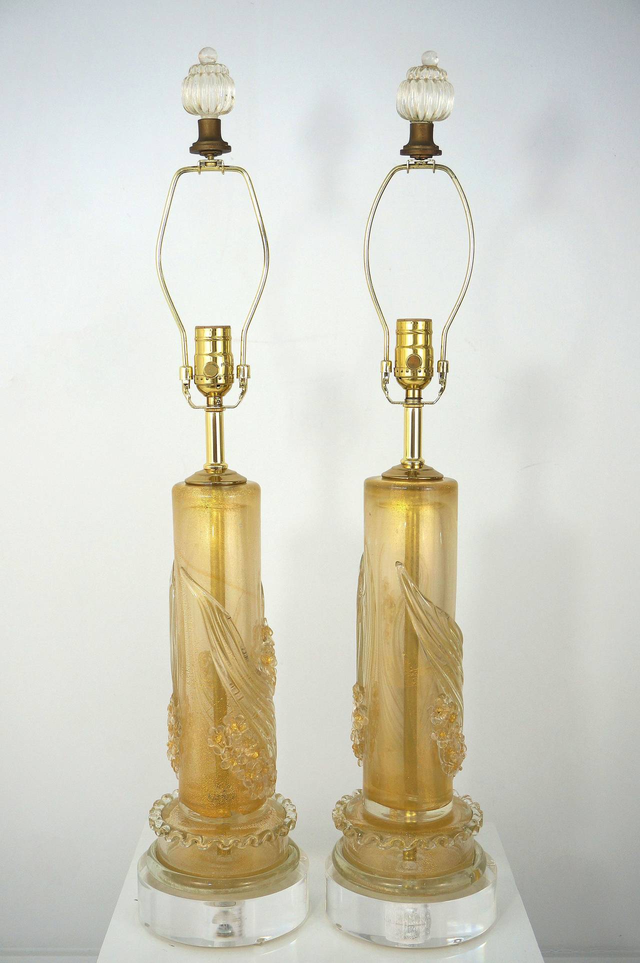 Pair of Murano Table Lamps:  Attributed to Ercole Barovier 1940s 3