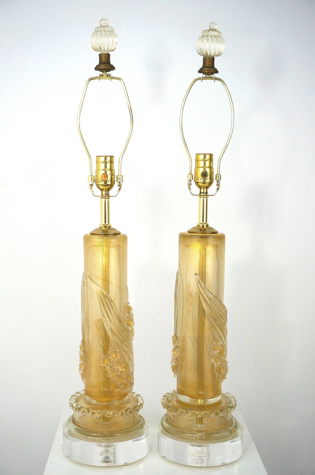 Pair of Murano Table Lamps:  Attributed to Ercole Barovier 1940s 2