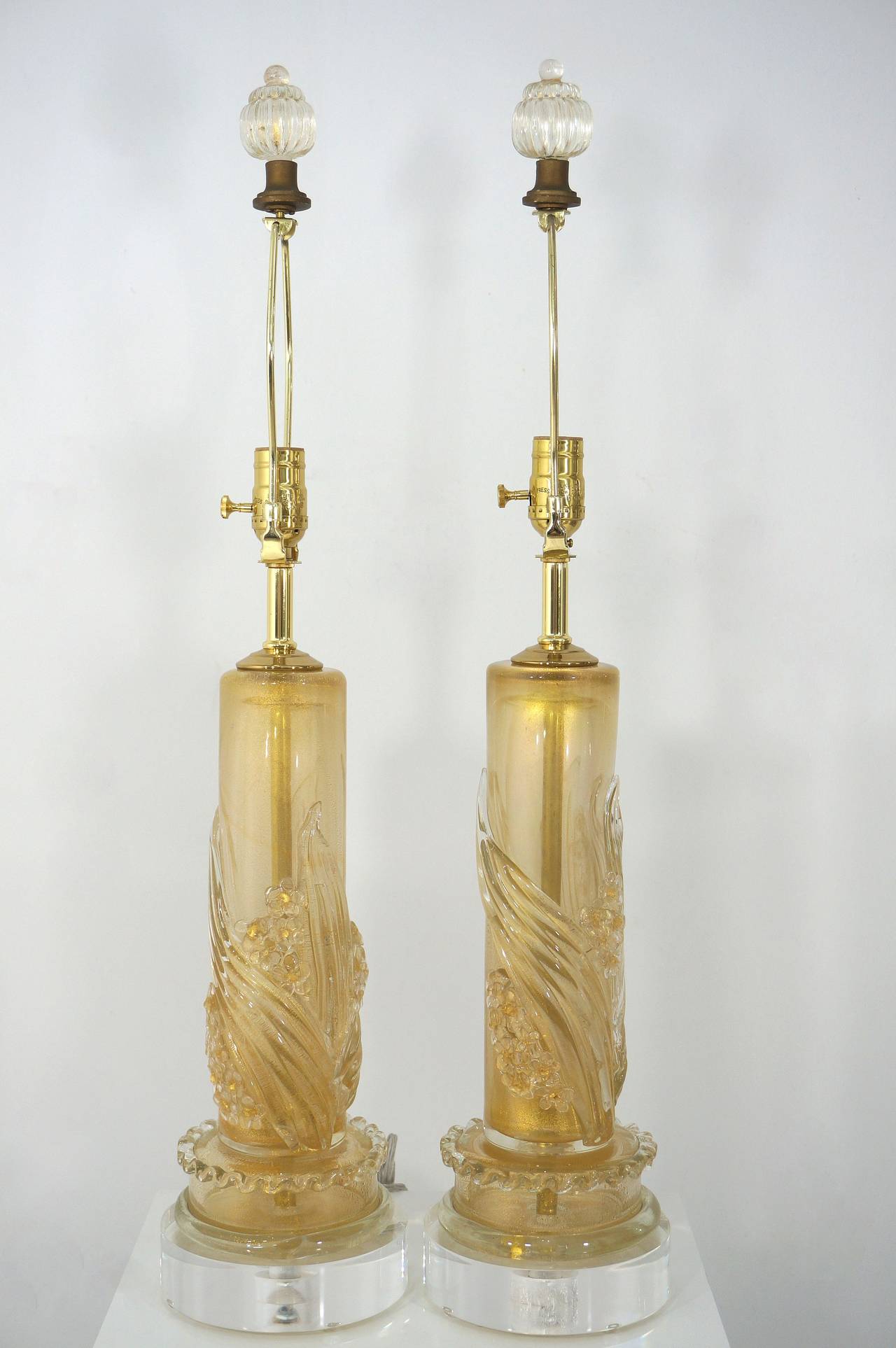 Pair of Murano Table Lamps:  Attributed to Ercole Barovier 1940s 1