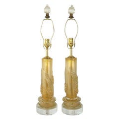 Pair of Murano Table Lamps:  Attributed to Ercole Barovier 1940s