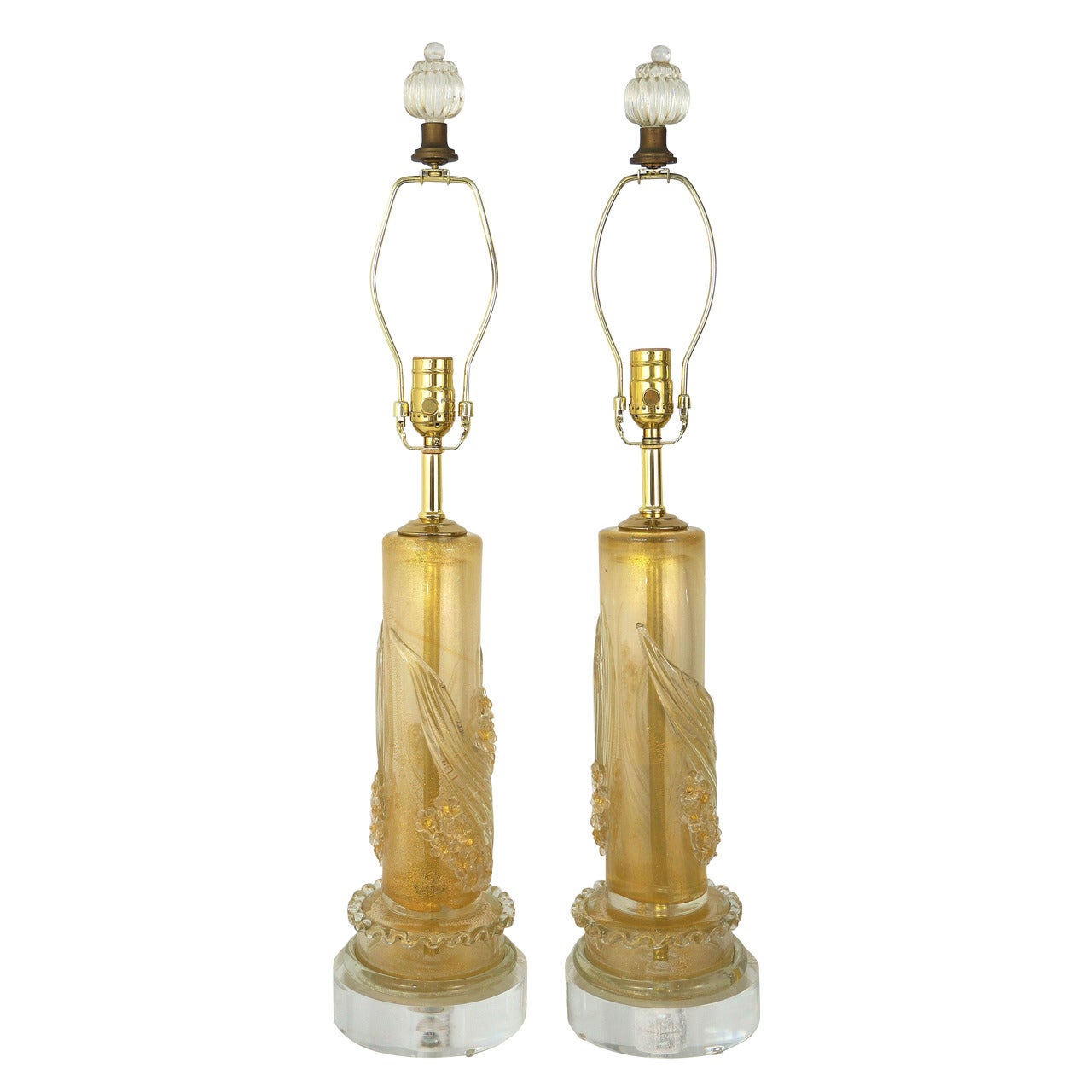 Pair of Murano Table Lamps:  Attributed to Ercole Barovier 1940s