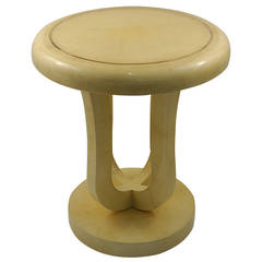 Art Deco Inspired Goatskin Table with Brass Inset:  Jimeco Ltda., 1970s