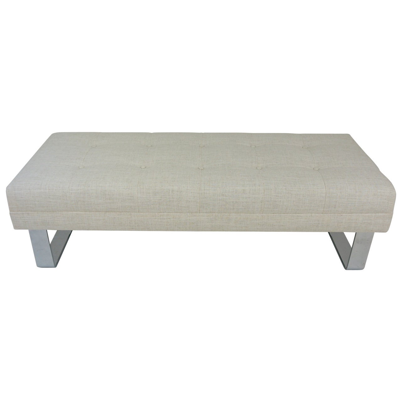 Mid-Century Upholstered Bench with Polished Chrome by Milo Baughman, 1970s