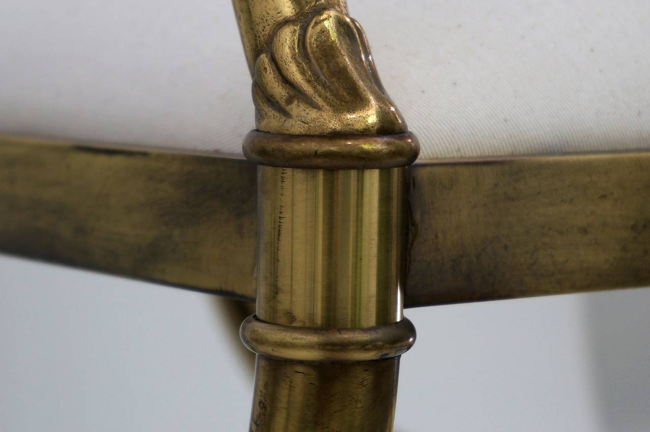Mid-Century Regency-Style Curule Bench Brass with Lion Head and Paw Foot 3