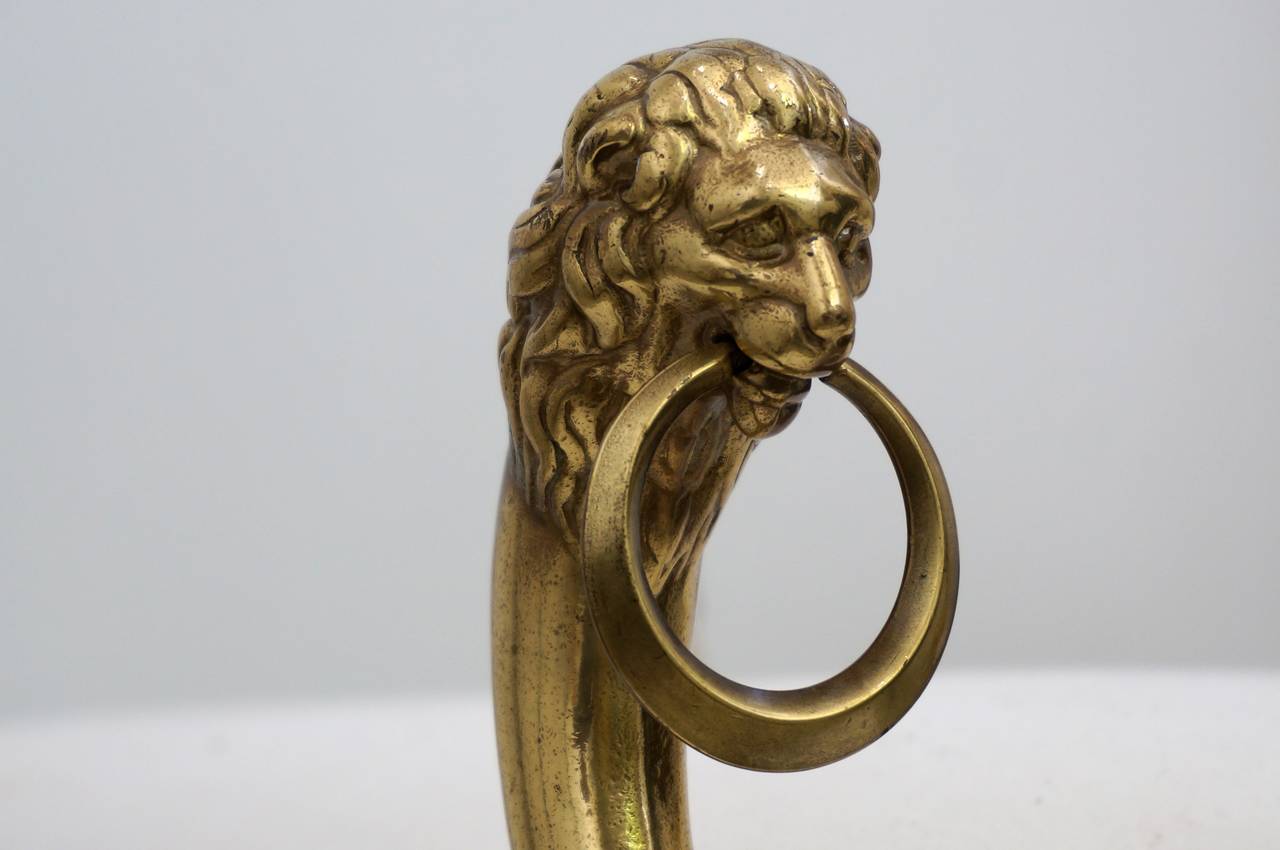 20th Century Mid-Century Regency-Style Curule Bench Brass with Lion Head and Paw Foot