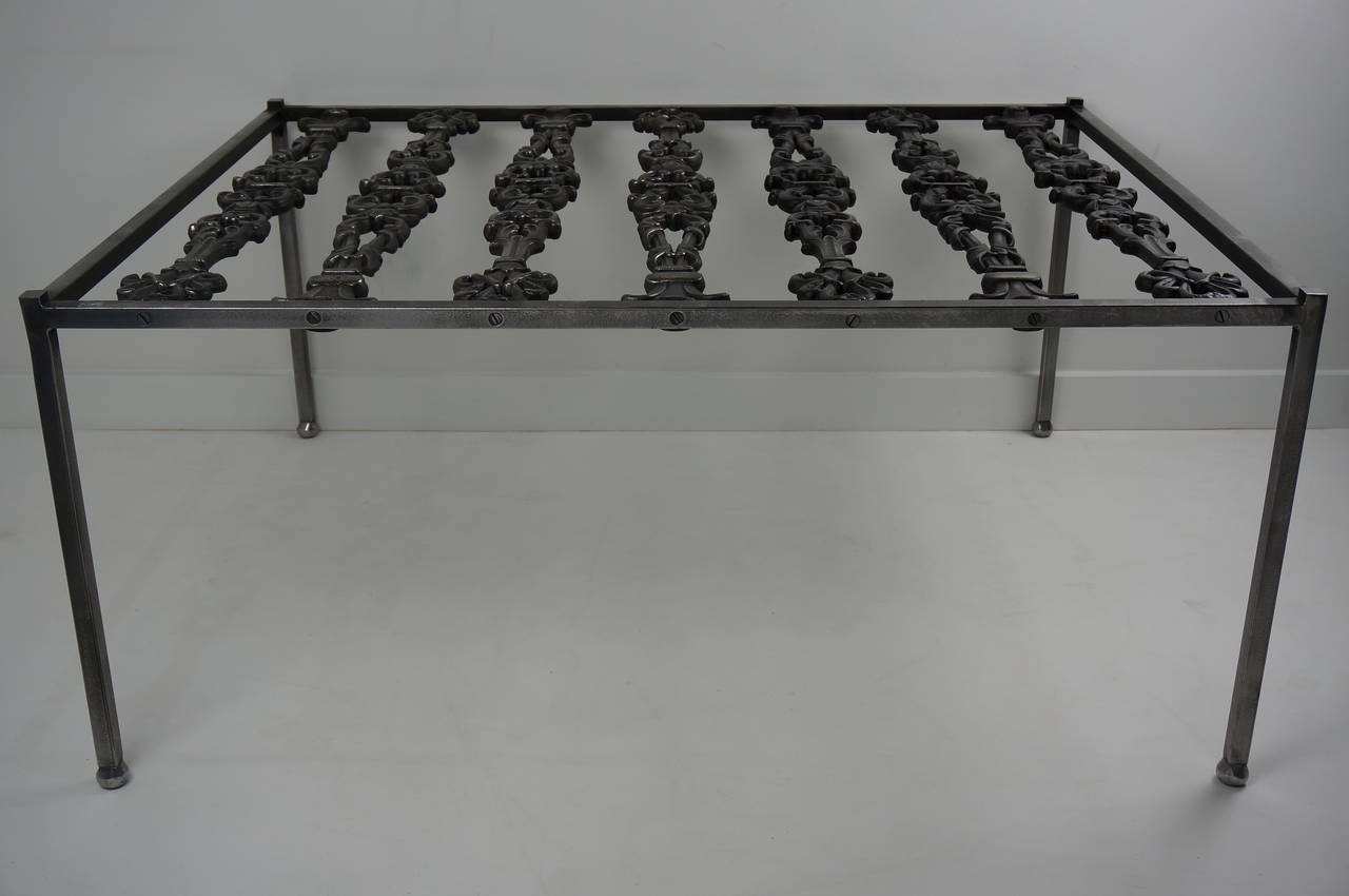 French Iron Balustrade Cocktail or Coffee Table, circa 1940s