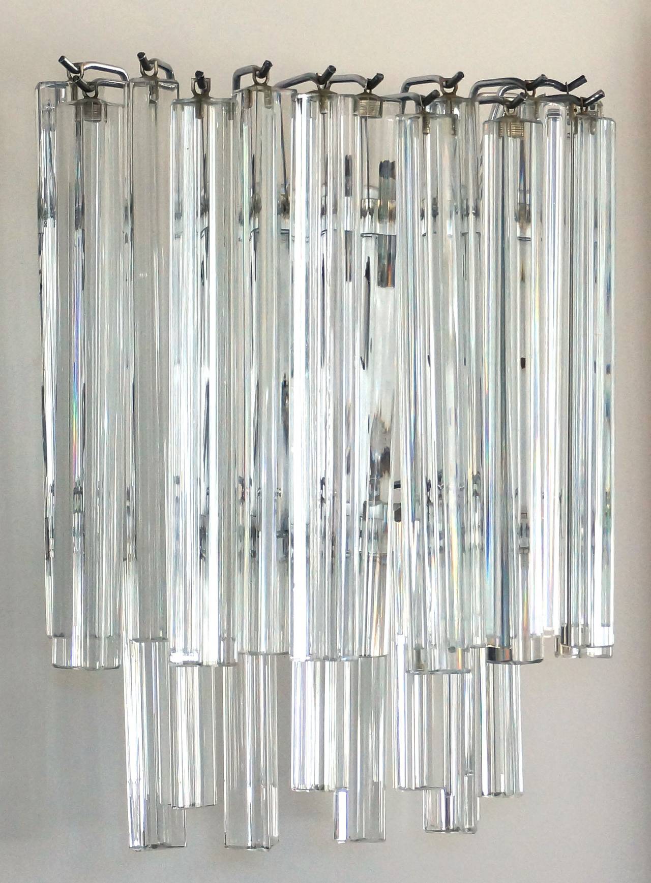 Hand-Crafted Set of Four Mid-Century Murano Glass Sconces: Venini for Camer