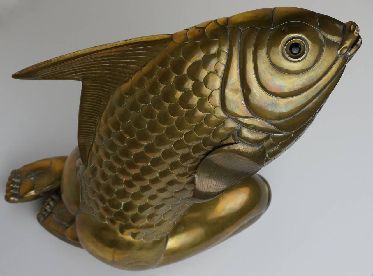 Late 20th Century Surrealist Brass Sculpture in the Style of Sergio Bustamante, Mano Gonzalez