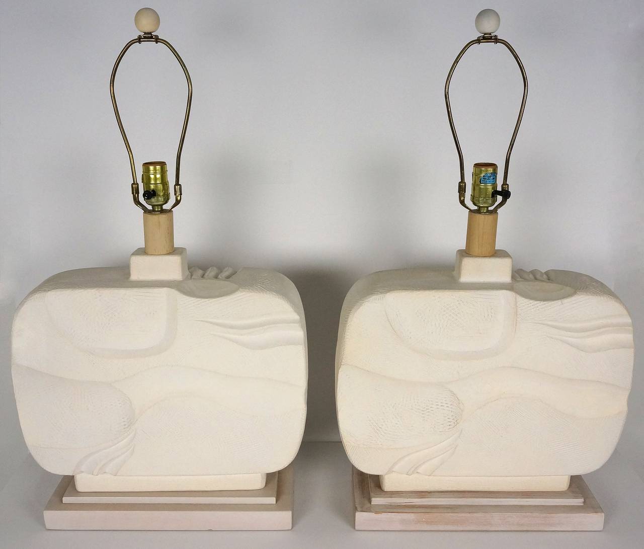 Pair of Plaster Table Lamps:  Attributed to Michael Taylor  1980s