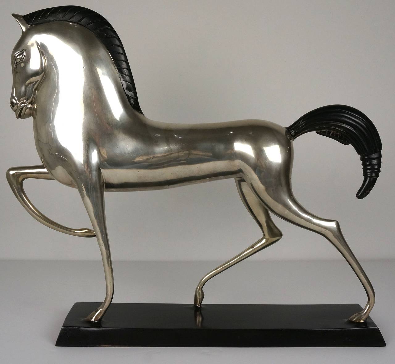 American Art Deco Style Etruscan Silver Plated Horse in the Style of Boris Lovet-Lorski