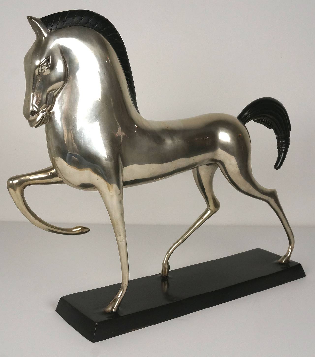 Cast Art Deco Style Etruscan Silver Plated Horse in the Style of Boris Lovet-Lorski