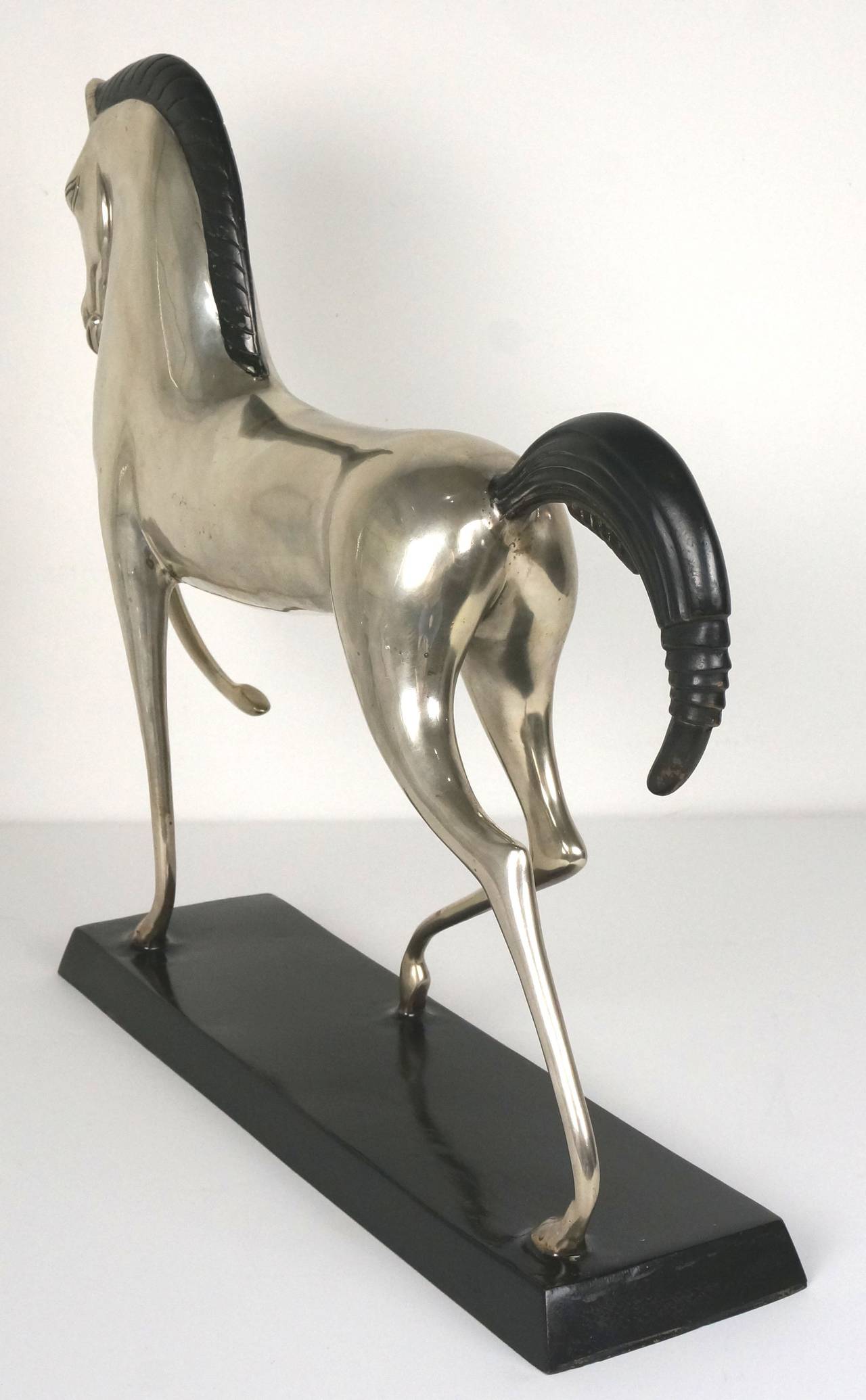 Art Deco Style Etruscan Silver Plated Horse in the Style of Boris Lovet-Lorski In Excellent Condition In West Palm Beach, FL