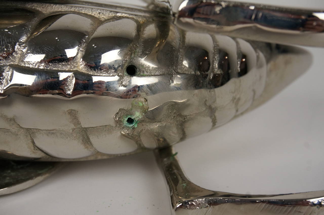Nickel-Plated Sculpture of a Locust or Grasshopper, Mid-Century In Excellent Condition In West Palm Beach, FL