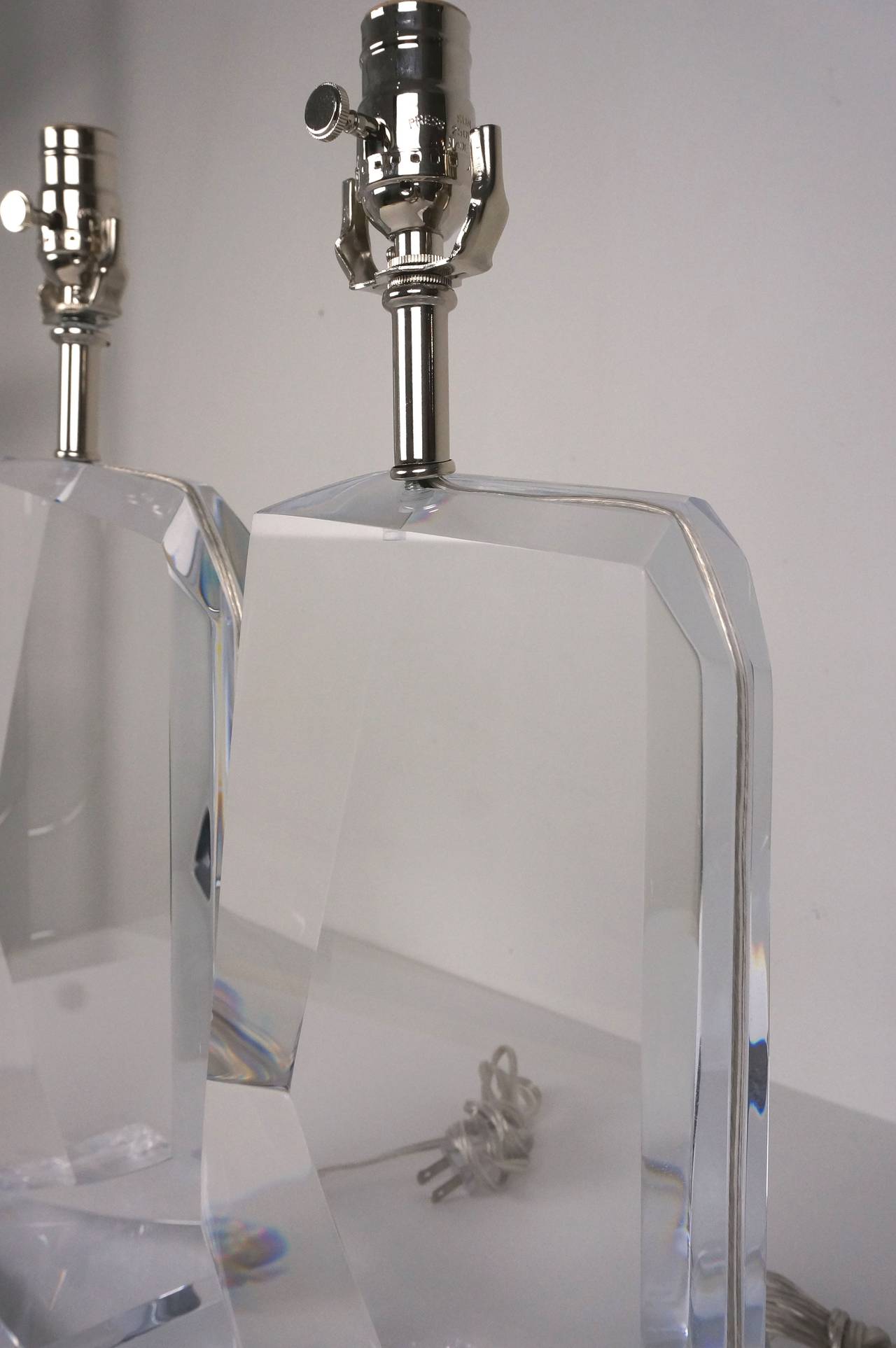 Late 20th Century Pair of Acrylic and Polished Chrome Table Lamps, Van Teal Lamps, 1980s
