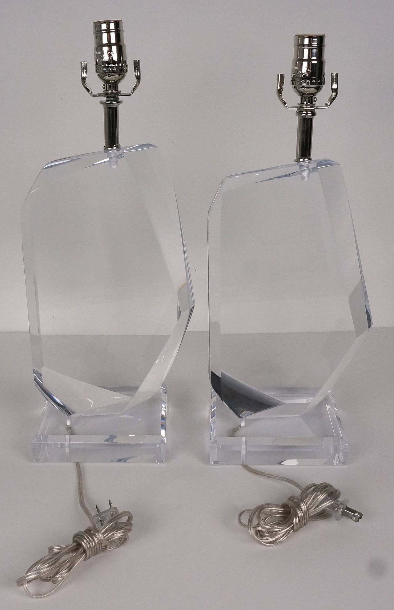Pair of Acrylic and Polished Chrome Table Lamps, Van Teal Lamps, 1980s 1