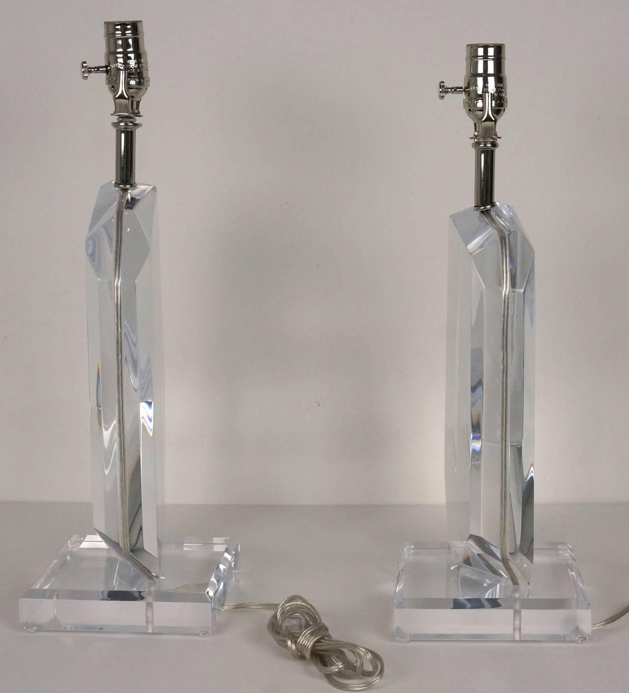 Pair of Acrylic and Polished Chrome Table Lamps, Van Teal Lamps, 1980s 3
