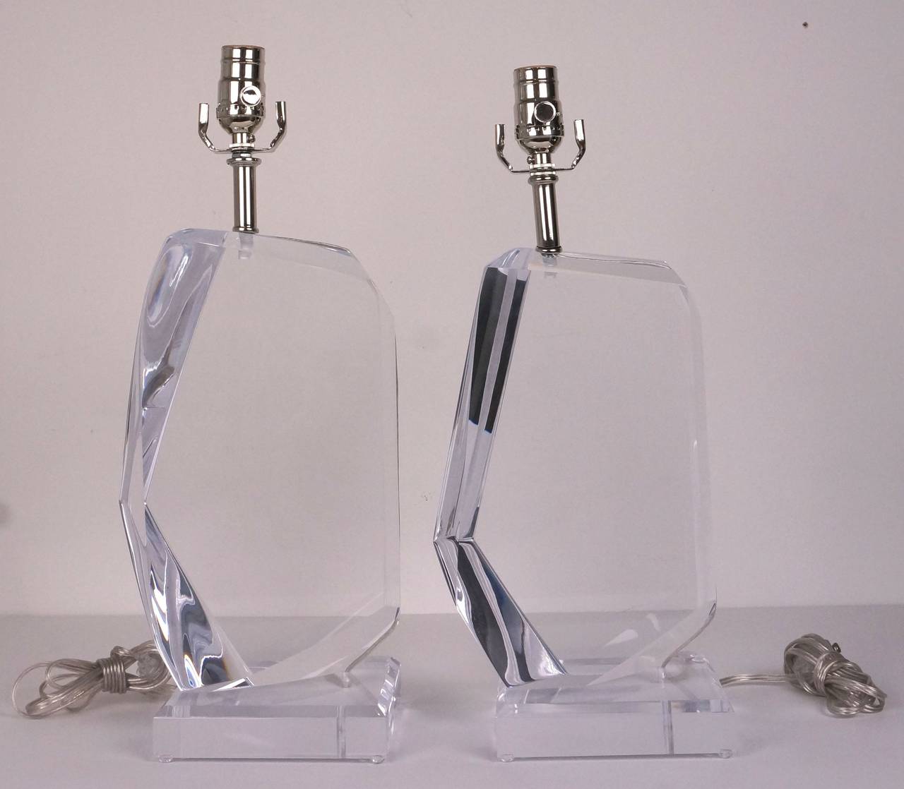 Pair of Acrylic and Polished Chrome Table Lamps, Van Teal Lamps, 1980s 4