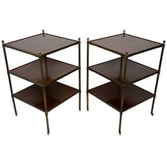 Pair of Three-Tier Side Tables Attributed to Mallett, England circa 1940