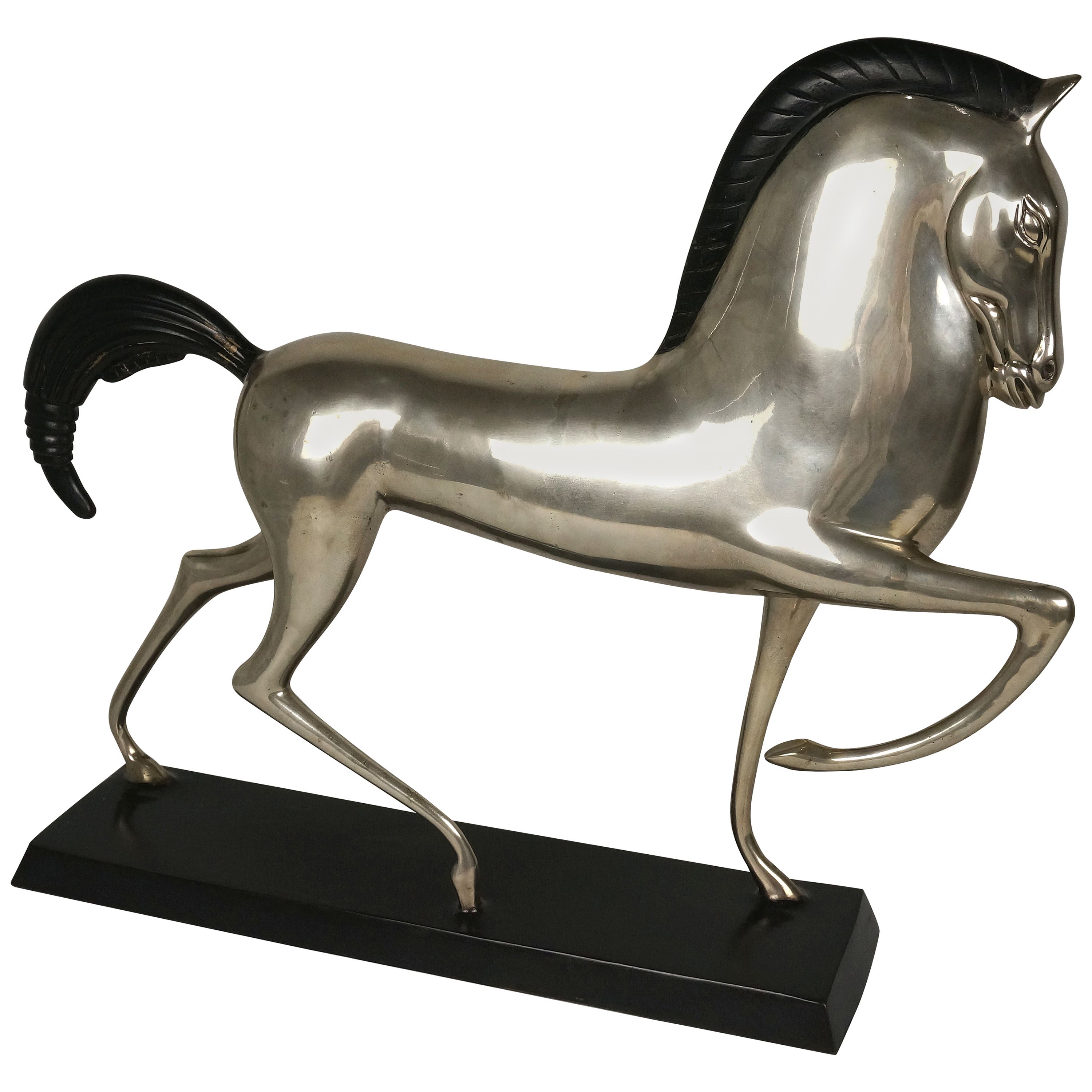 Art Deco Style Etruscan Silver Plated Horse in the Style of Boris Lovet-Lorski