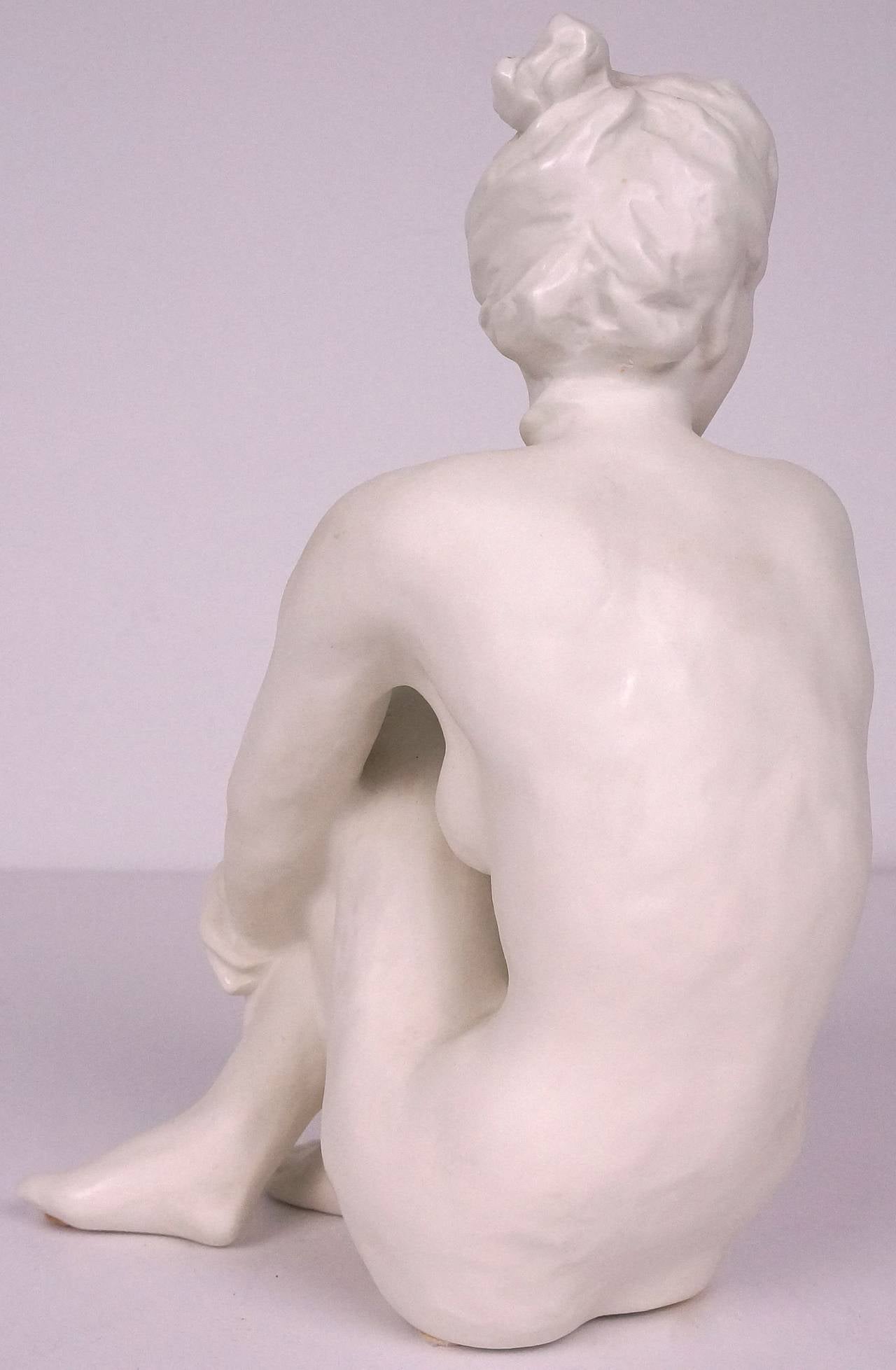Modern Figure of a Seated Nude Female, Germany, Rosenthal, Freidrich Gronau, 1940s
