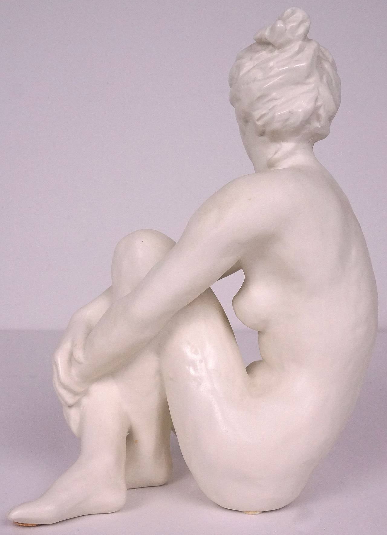 Molded Figure of a Seated Nude Female, Germany, Rosenthal, Freidrich Gronau, 1940s