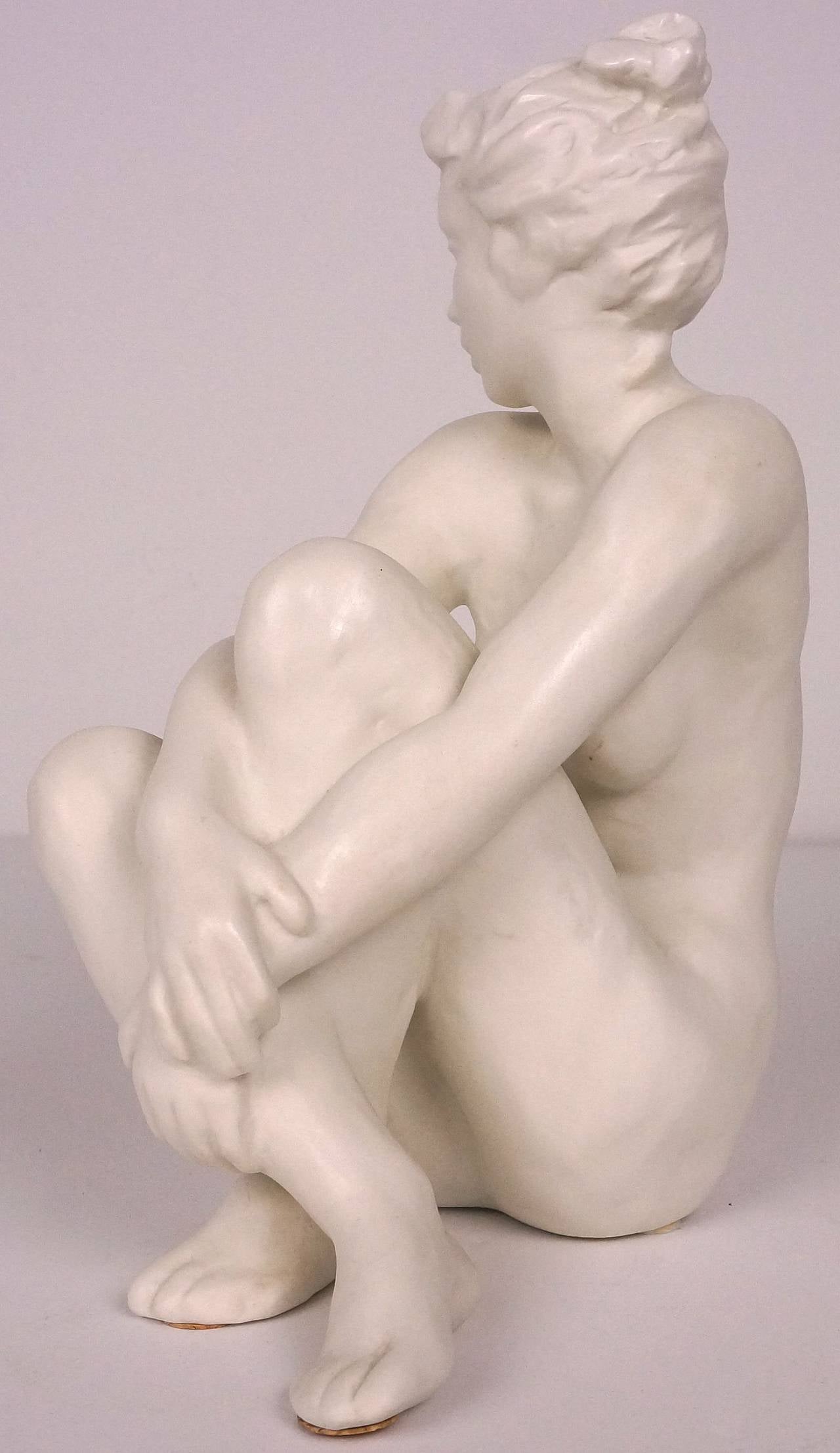 Figure of a Seated Nude Female, Germany, Rosenthal, Freidrich Gronau, 1940s In Excellent Condition In West Palm Beach, FL