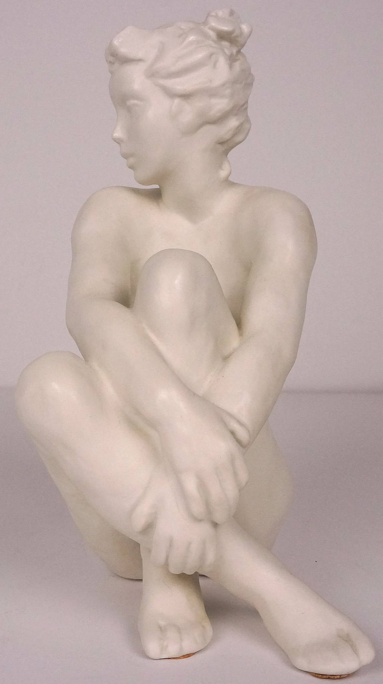 20th Century Figure of a Seated Nude Female, Germany, Rosenthal, Freidrich Gronau, 1940s