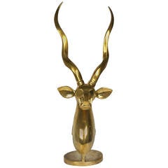 Art Deco Style Sculpture of a Gazelle / Antelope in Cast Brass, Mid-Century