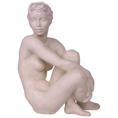 Vintage Figure of a Seated Nude Female, Germany, Rosenthal, Freidrich Gronau, 1940s