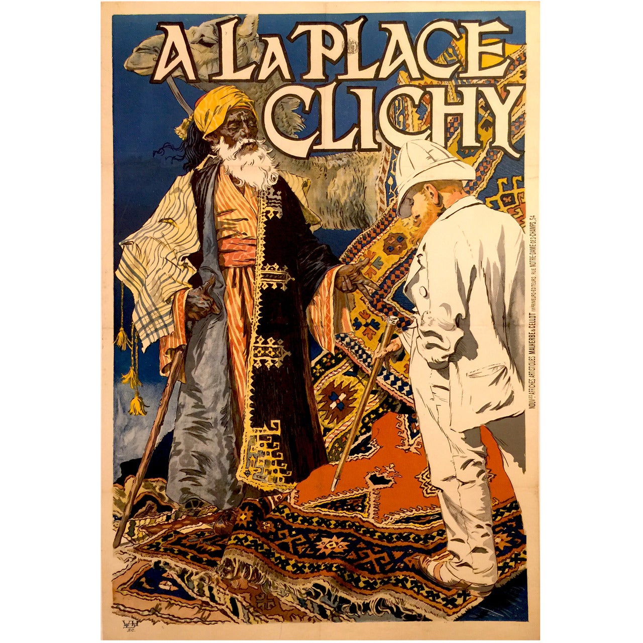 Extremely Rare Belle Époque Period French Poster for "A La Place Clichy, " 1891 For Sale