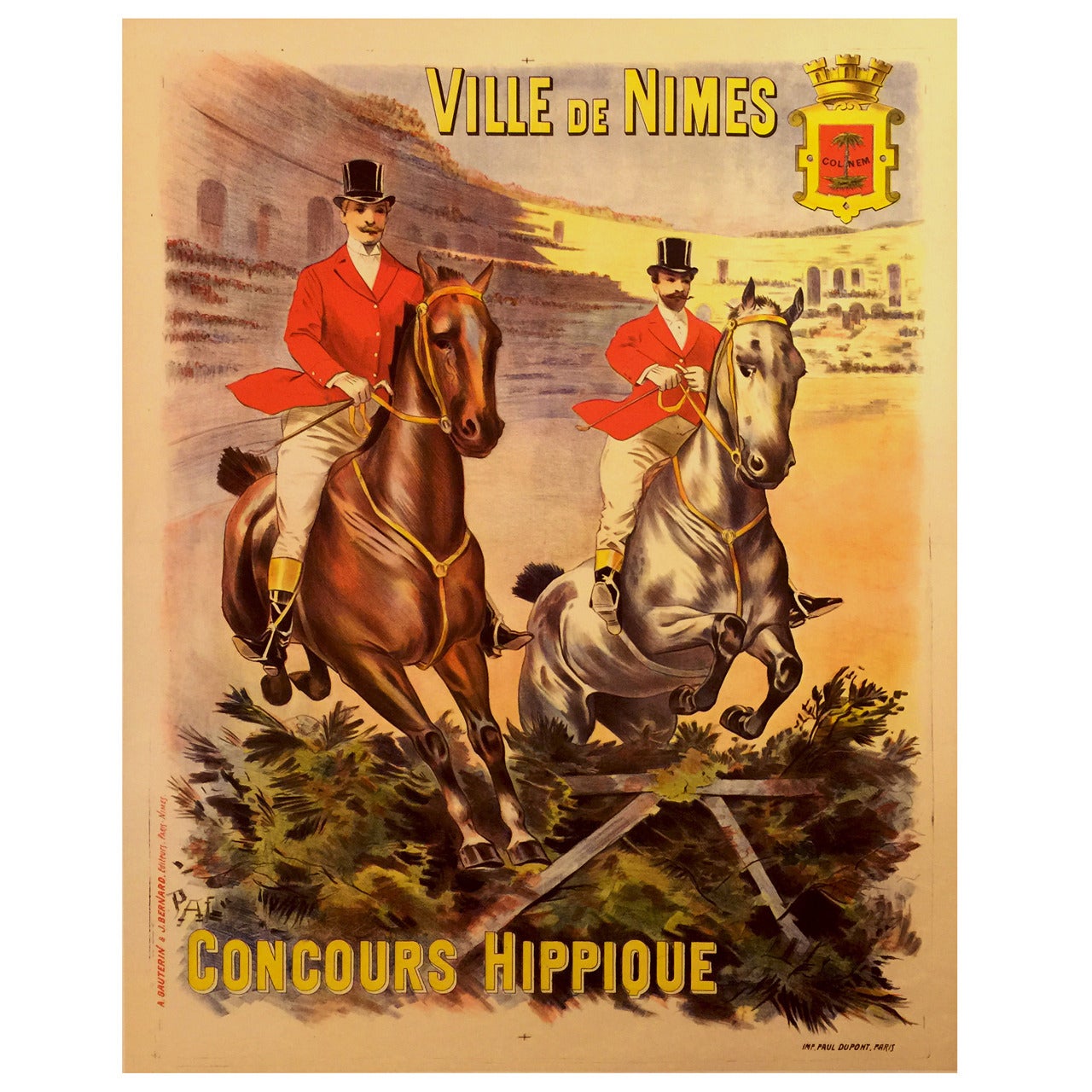French Belle Époque Period Poster for a Horse Show in Nîmes, 1914 For Sale