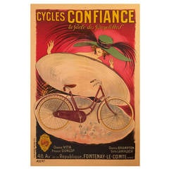 French Art Nouveau Period Advertising Poster for Cycles Confiance