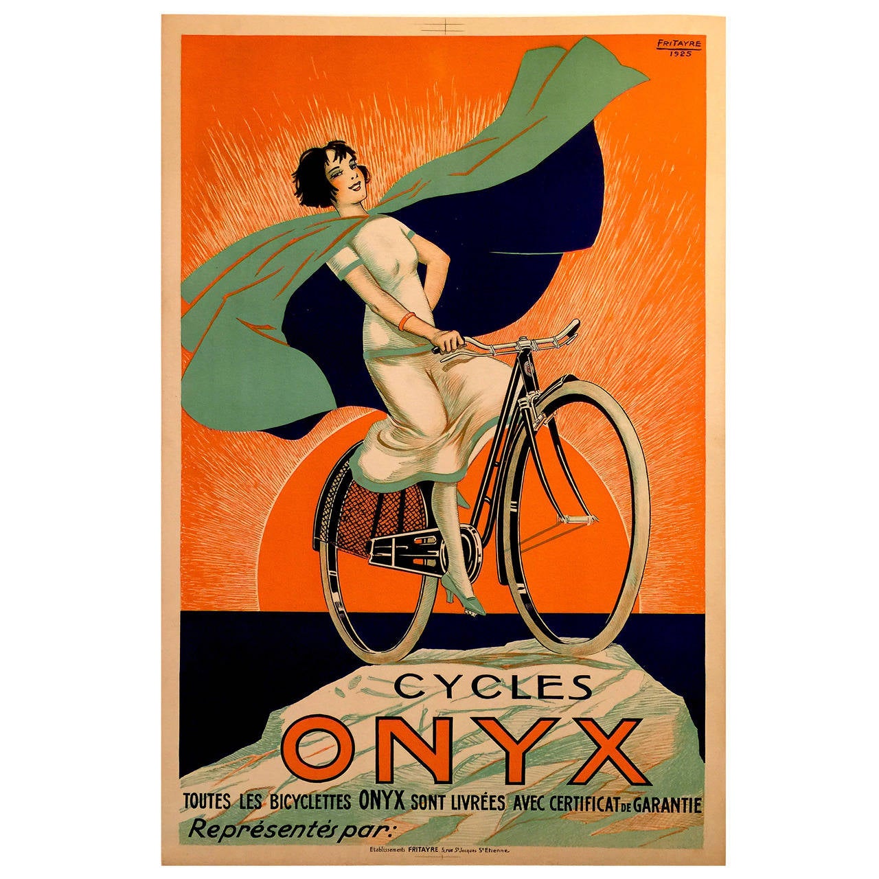 Art Deco Period French Advertising Poster for Cycles Onyx by Fritayre, 1925 For Sale at 1stdibs