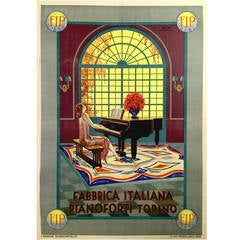 Italian Art Nouveau Period Poster for Fabric Italiana Pianoforte