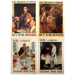 Complete Set of Four Freedoms Posters by Norman Rockwell, 1943