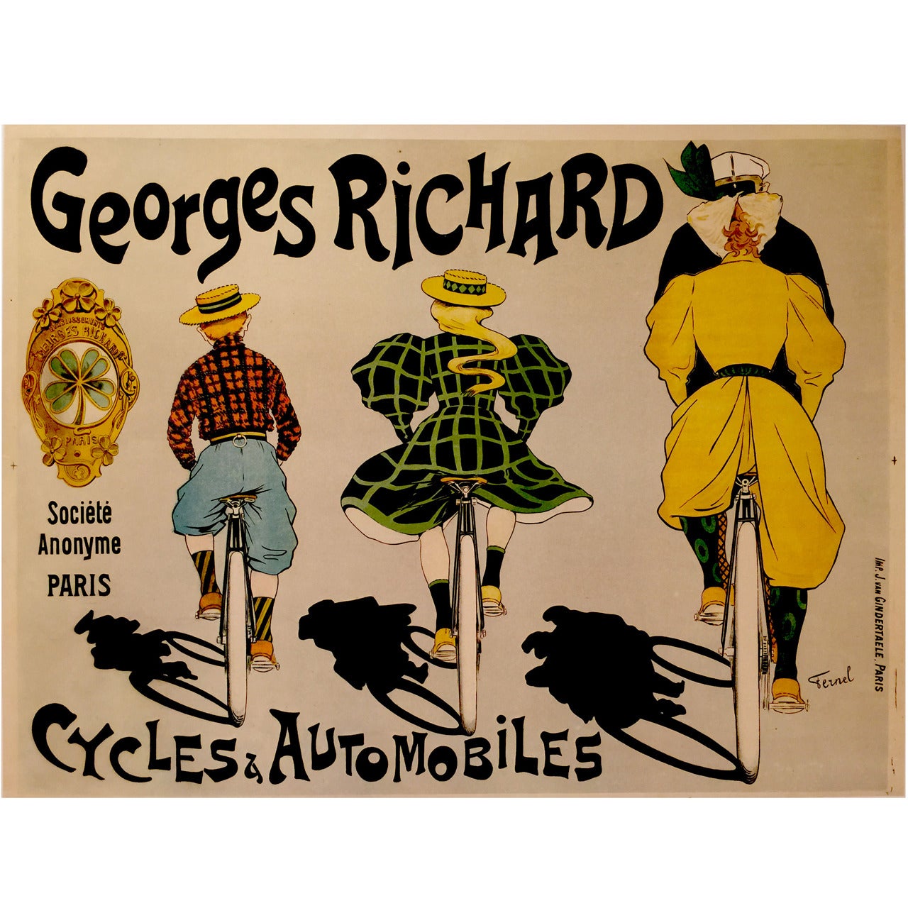 French Belle Epoque Period Poster for Georges Richard by Fernand Fernel, 1896
