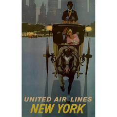Retro Rare American Modern Travel Poster for New York by Stan Galli, 1970