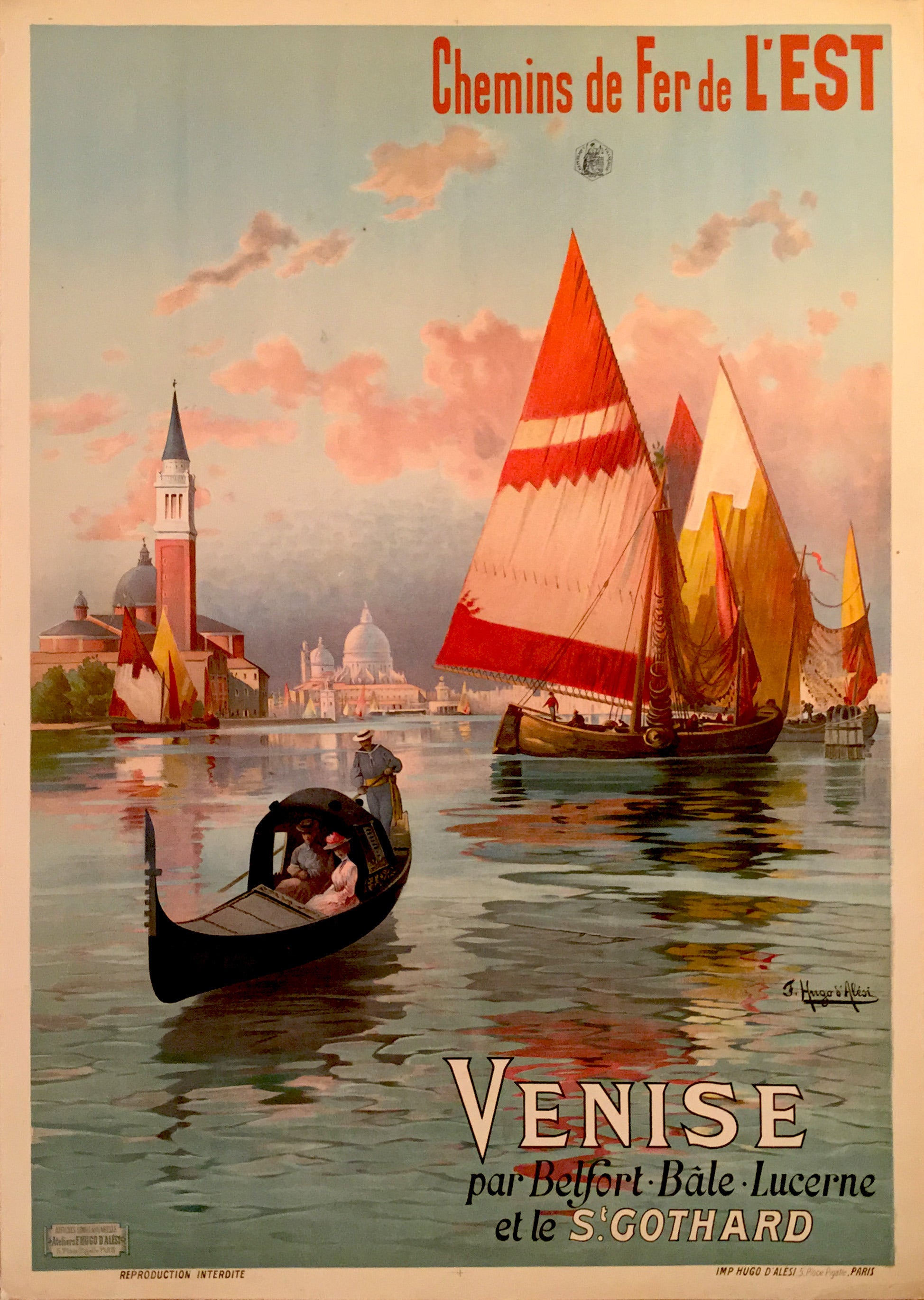 Belle Epoque Period French Travel Poster for Venise by Hugo D’alesi