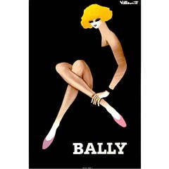 Vintage Modern Period New Wave Style French Bally Shoe Poster by Villemot, 1982