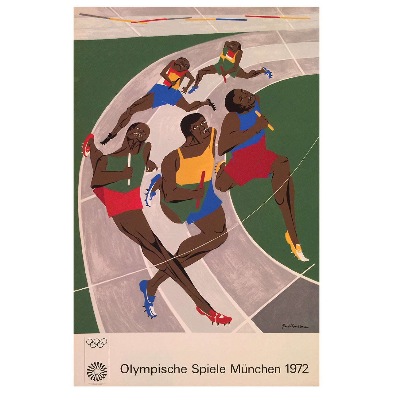 Jacob Lawrence for 1972 Olympics in Munich Silkscreen Poster For Sale