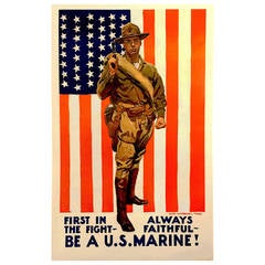 Early 20th Century Poster "Be a U.S. Marine" by James Montgomery Flagg, 1918